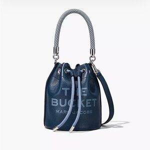 Marc Jacobs The Leather Small Bucket Bag Crossbody Blue Sea